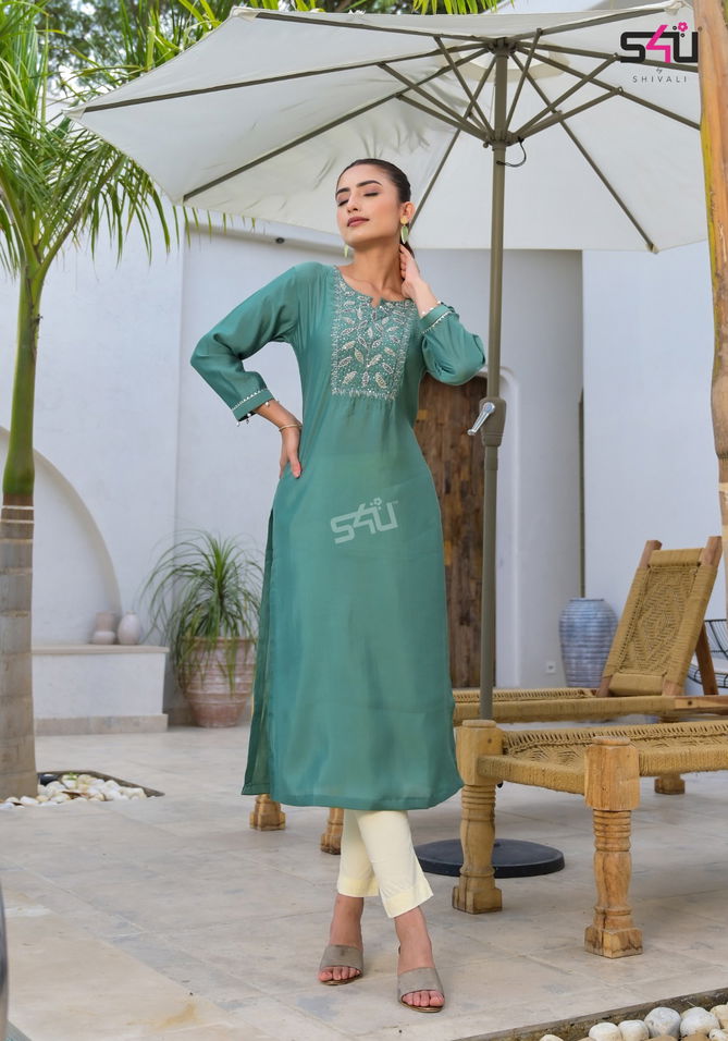 Glamour By S4u Designer Roman Silk Kurtis Wholesale Market In Surat